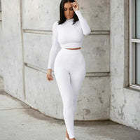 Women's Two-Piece Solid Autumn Overalls Set