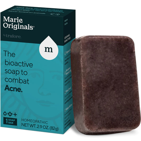 Marie Originals Acne Bar Soap Cleanser for Face and Body | Acne Treatment with Bentonite Clay Organic Oat Bran Noni Fruit Powder White Willow | Natural Body Wash for Pimples and Scars (1 Pack)