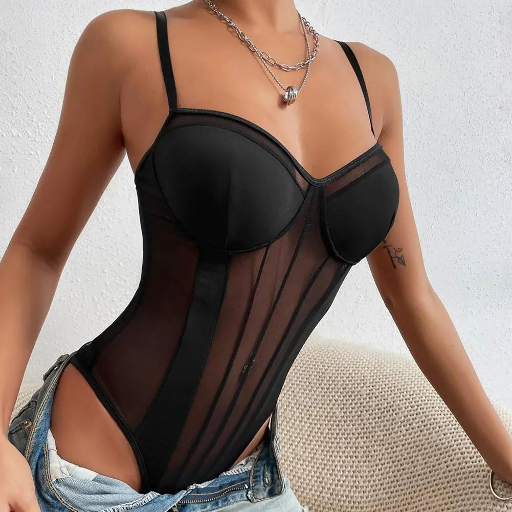 Deep V-Neck Adjustable Strap Shapewear Bodysuit