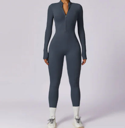 High Elastic Zipper Yoga Jumpsuit Women