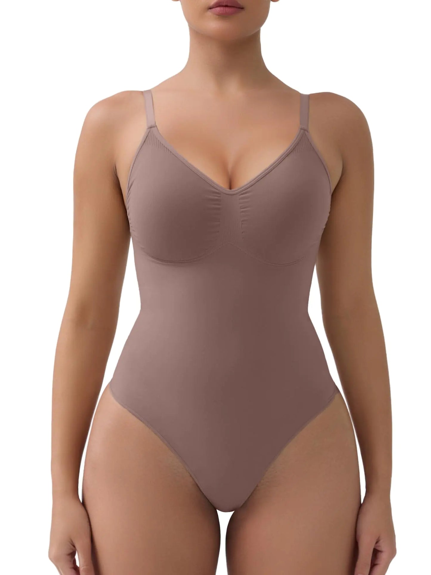 SHAPERX Womens Seamless Tummy Control Shapewear Bodysuit Thong Sculpting Body Shaper for a Snatched WaistSZ55215-Umber-4XL